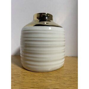 Small White & Gold Ceramic Vase
